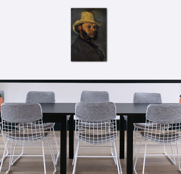 Top-Angebot Kunstdruck Paul Cézanne - Gustave Boyer (geb. 1840) in einem Strohhut Leinwand auf Keilrahmen gespannt