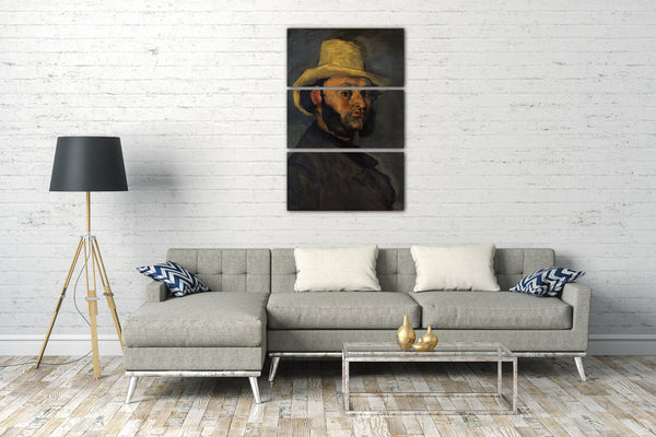 Top-Angebot Kunstdruck Paul Cézanne - Gustave Boyer (geb. 1840) in einem Strohhut Leinwand auf Keilrahmen gespannt