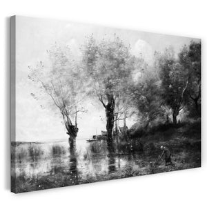 Top-Angebot Kunstdruck Camille Corot - Ein Teich in der Picardie Leinwand auf Keilrahmen gespannt