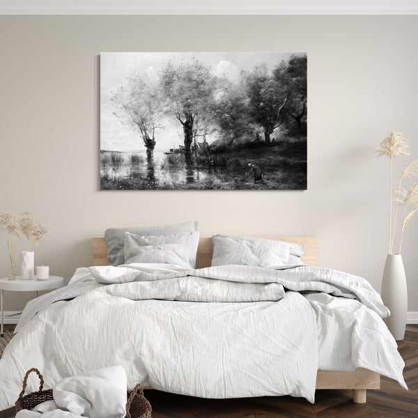 Top-Angebot Kunstdruck Camille Corot - Ein Teich in der Picardie Leinwand auf Keilrahmen gespannt