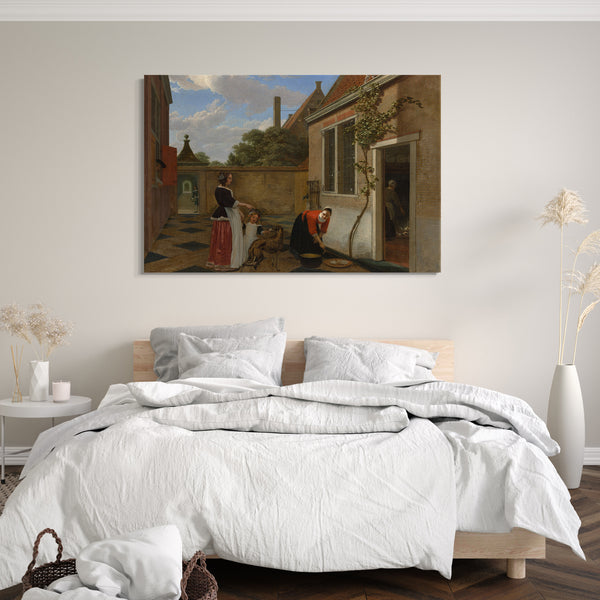 Top-Angebot Kunstdruck Ludolf de Jongh - Szene in einem Innenhof Leinwand auf Keilrahmen gespannt