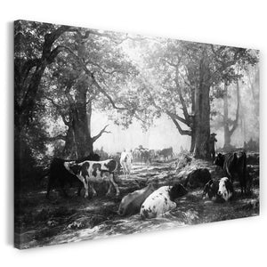 Top-Angebot Kunstdruck Auguste-François Bonheur - Umgebung von Fontainebleau: Wald und Vieh Leinwand auf Keilrahmen gespannt