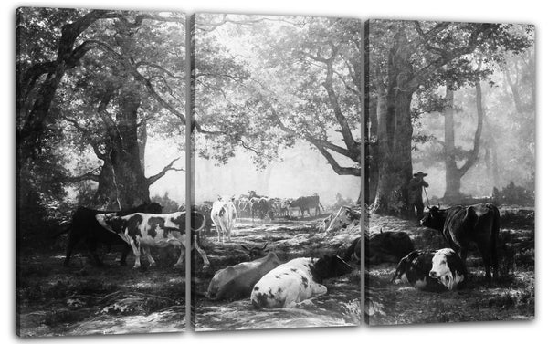 Leinwandbild Auguste-François Bonheur - Umgebung von Fontainebleau: Wald und Vieh