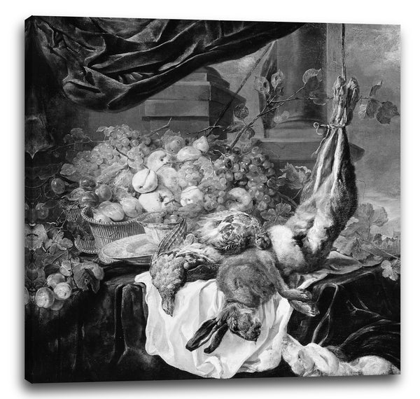Leinwandbild Jan Fyt - Ein Hase, Rebhühner und Obst