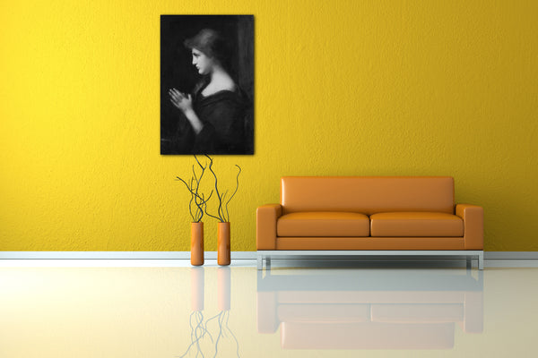 Top-Angebot Kunstdruck Jean-Jacques Henner - Junge betende Frau Leinwand auf Keilrahmen gespannt