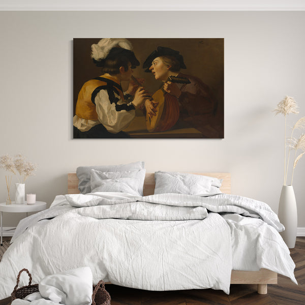 Top-Angebot Kunstdruck Holländischer Maler (Utrecht Caravaggist), 17. Jahrhundert - Zwei Musiker Leinwand auf Keilrahmen gespannt