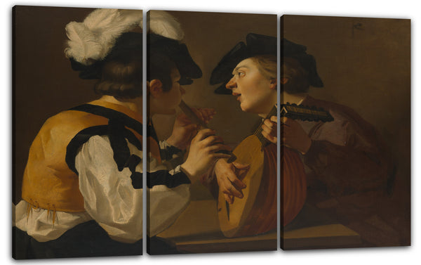 Leinwandbild Holländischer Maler (Utrecht Caravaggist), 17. Jahrhundert - Zwei Musiker