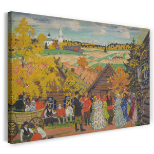 Top-Angebot Kunstdruck Boris Michailowitsch Kustodiew - Dorffest Leinwand auf Keilrahmen gespannt