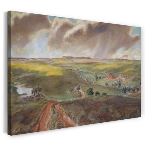 Top-Angebot Kunstdruck John Steuart Curry - Frühlingsdusche (Western Kansas Landschaft) Leinwand auf Keilrahmen gespannt