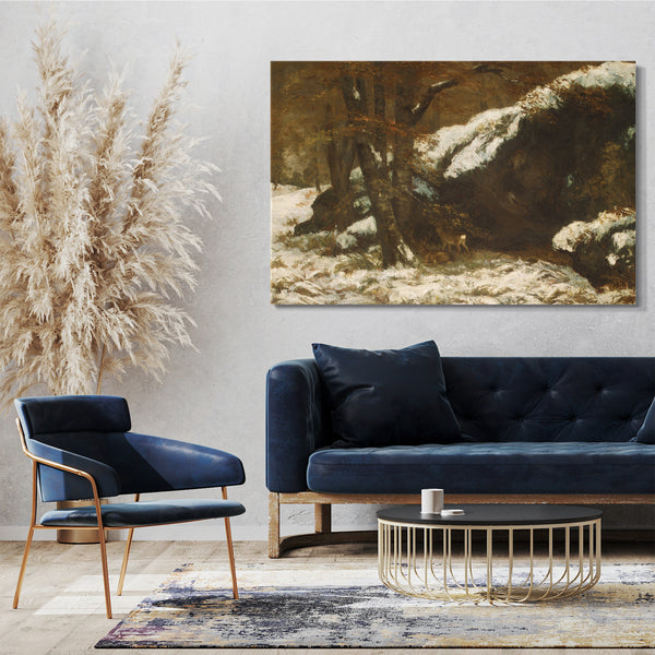 Top-Angebot Kunstdruck Gustave Courbet - Das Reh Leinwand auf Keilrahmen gespannt