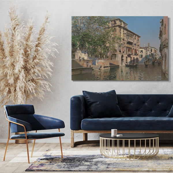 Top-Angebot Kunstdruck Martín Rico y Ortega - Ein Kanal in Venedig Leinwand auf Keilrahmen gespannt