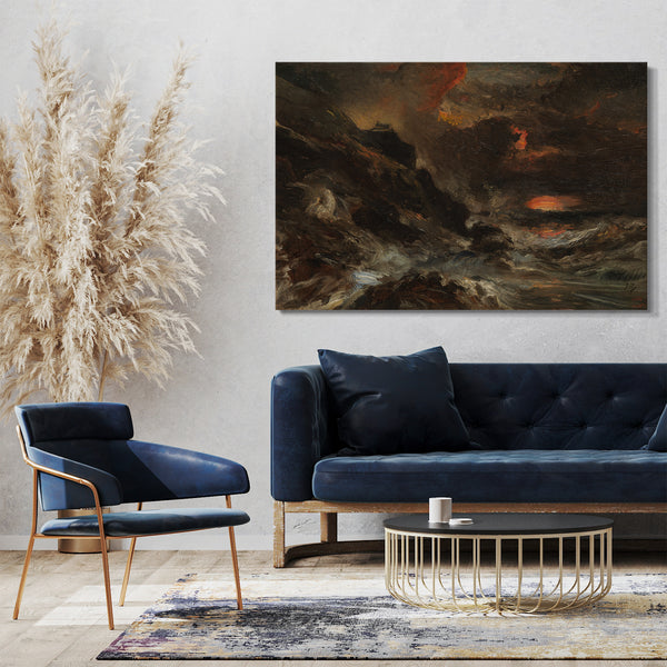 Top-Angebot Kunstdruck Eugène Isabey - Ein Sturm vor der Küste der Normandie Leinwand auf Keilrahmen gespannt
