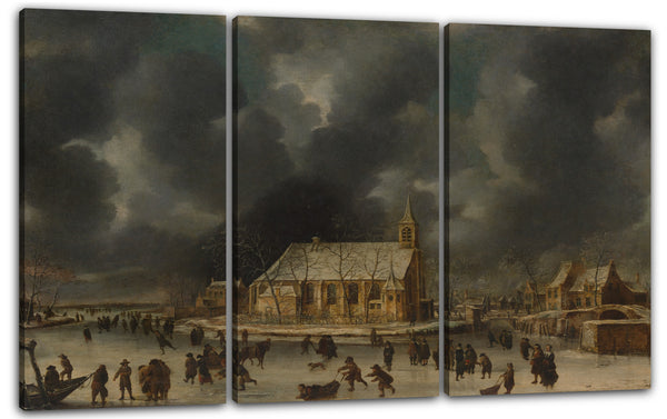 Leinwandbild Johannes Abrahamsz Beerstraten - Schlittschuhlaufen in Sloten, in der Nähe von Amsterdam