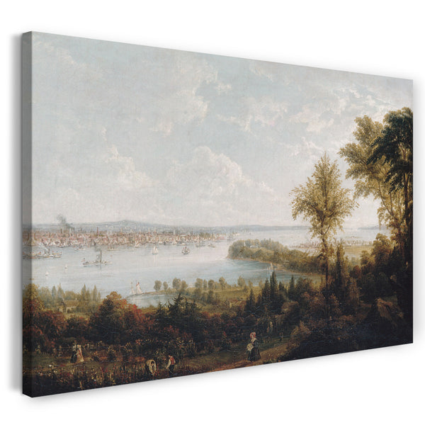 Top-Angebot Kunstdruck Robert Havell Jr. - Blick auf die Bucht und die Stadt New York von Weehawken Leinwand auf Keilrahmen gespannt