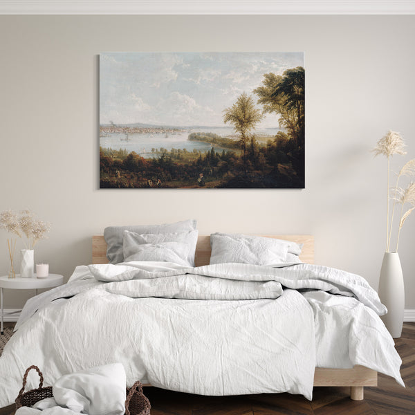 Top-Angebot Kunstdruck Robert Havell Jr. - Blick auf die Bucht und die Stadt New York von Weehawken Leinwand auf Keilrahmen gespannt
