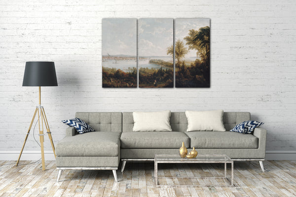 Top-Angebot Kunstdruck Robert Havell Jr. - Blick auf die Bucht und die Stadt New York von Weehawken Leinwand auf Keilrahmen gespannt