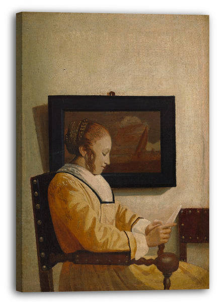 Top-Angebot Kunstdruck Nachahmer von Johannes Vermeer - Eine lesende junge Frau Leinwand auf Keilrahmen gespannt