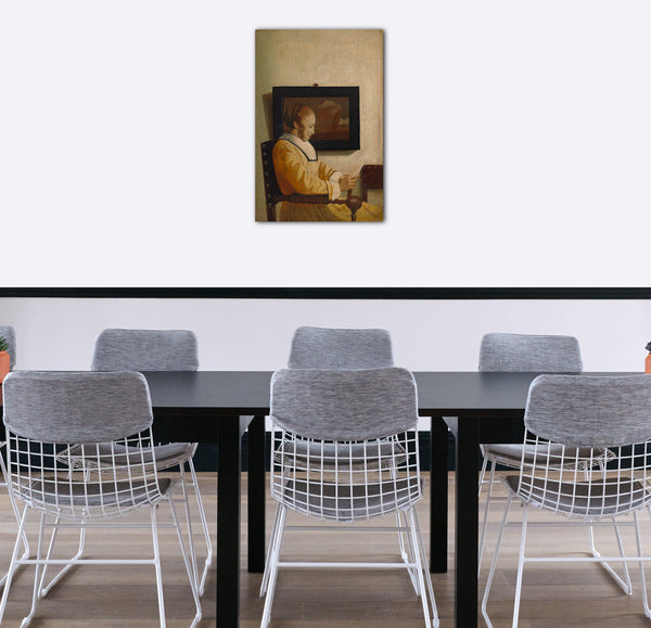 Top-Angebot Kunstdruck Nachahmer von Johannes Vermeer - Eine lesende junge Frau Leinwand auf Keilrahmen gespannt