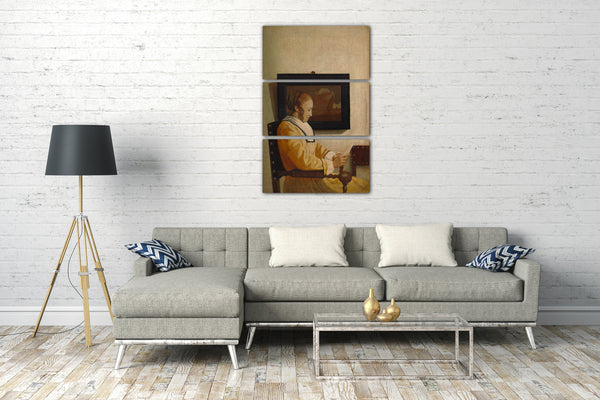 Top-Angebot Kunstdruck Nachahmer von Johannes Vermeer - Eine lesende junge Frau Leinwand auf Keilrahmen gespannt