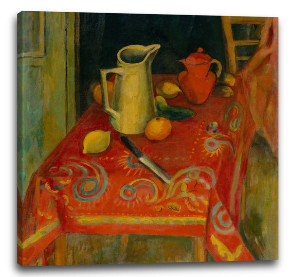 Leinwandbild Samuel Halpert - Die rote Tischdecke