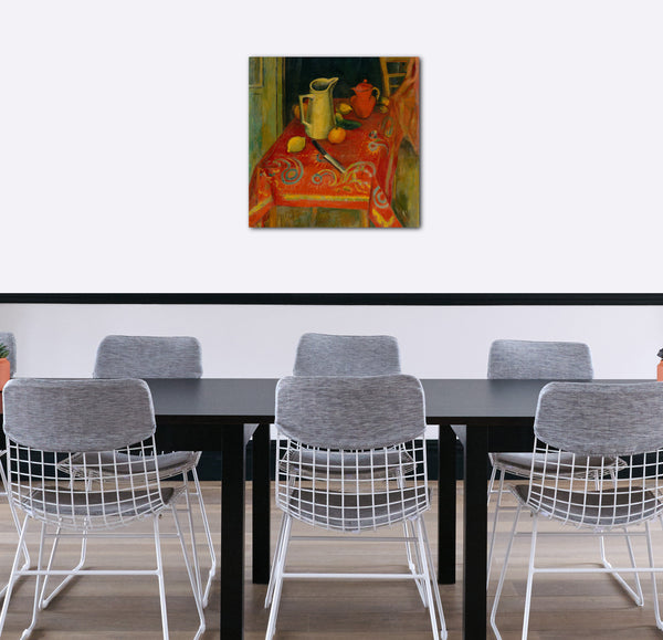 Leinwandbild Samuel Halpert - Die rote Tischdecke