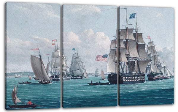 Leinwandbild Thomas Thompson - Das U.S.-Schiff Franklin, mit Blick auf die Bucht von New York