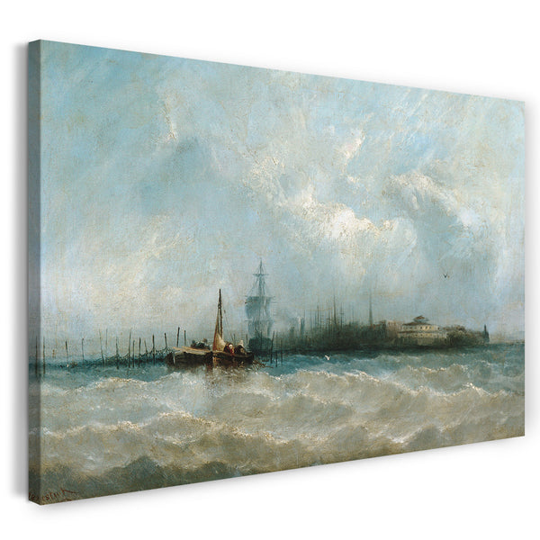 Top-Angebot Kunstdruck Alfred Copestick - New York from the Harbor Showing the Battery and Castle Garden Leinwand auf Keilrahmen gespannt