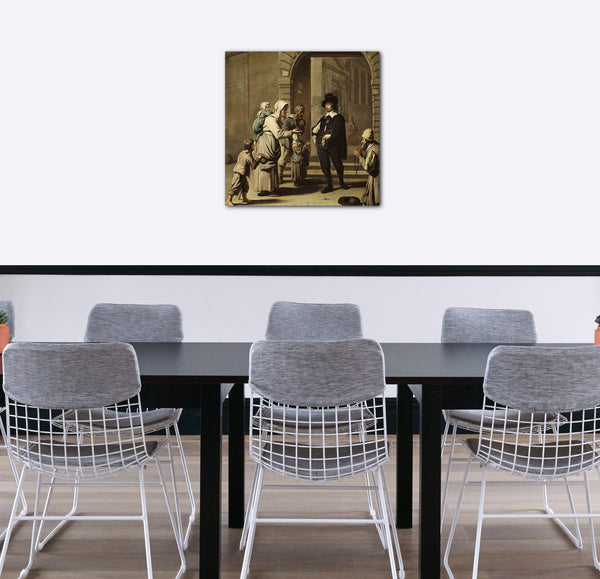 Leinwandbild Meister der Béguins, französisch oder flämisch, tätig 1650-60 - Bettler an einer Tür