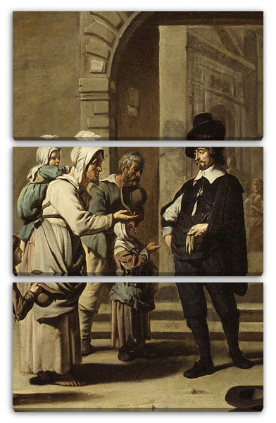 Leinwandbild Meister der Béguins, französisch oder flämisch, tätig 1650-60 - Bettler an einer Tür