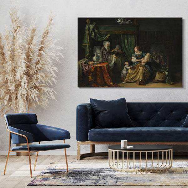 Top-Angebot Kunstdruck Matthijs Naiveu - Das neugeborene Baby Leinwand auf Keilrahmen gespannt