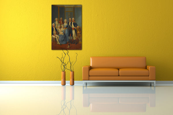 Top-Angebot Kunstdruck Maler des frühen 19. Jahrhunderts - Portrait einer Militärfamilie Leinwand auf Keilrahmen gespannt