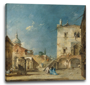 Leinwandbild Francesco Guardi - Imaginierter Blick auf einen venezianischen Platz oder Campo