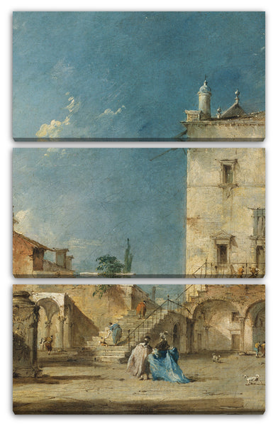 Leinwandbild Francesco Guardi - Imaginierter Blick auf einen venezianischen Platz oder Campo