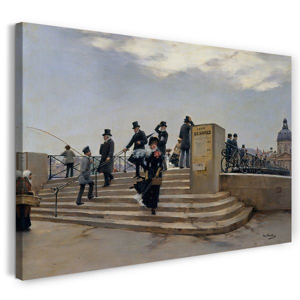 Top-Angebot Kunstdruck Jean Béraud - Ein windiger Tag auf der Pont des Arts Leinwand auf Keilrahmen gespannt
