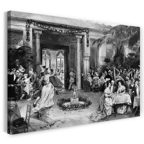 Top-Angebot Kunstdruck Raimundo de Madrazo und Garreta - Maskenball im Ritz Hotel, Paris Leinwand auf Keilrahmen gespannt