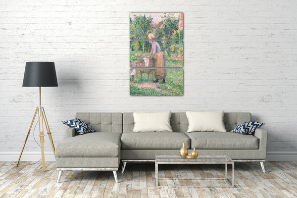 Top-Angebot Kunstdruck Camille Pissarro - Eine Wäscherin in Éragny Leinwand auf Keilrahmen gespannt