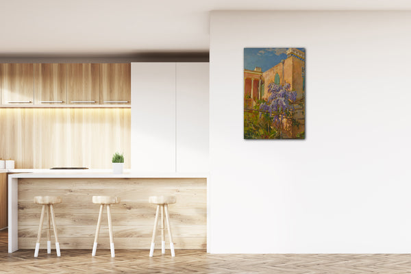 Top-Angebot Kunstdruck Constantin Alexandrowitsch Westchiloff - Ein Haus mit blühenden Bäumen entlang der Amalfiküste von Italien Leinwand auf Keilrahmen gespannt