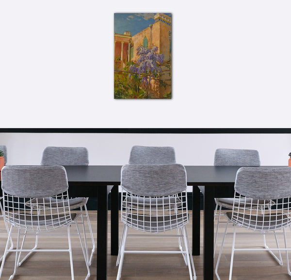 Top-Angebot Kunstdruck Constantin Alexandrowitsch Westchiloff - Ein Haus mit blühenden Bäumen entlang der Amalfiküste von Italien Leinwand auf Keilrahmen gespannt