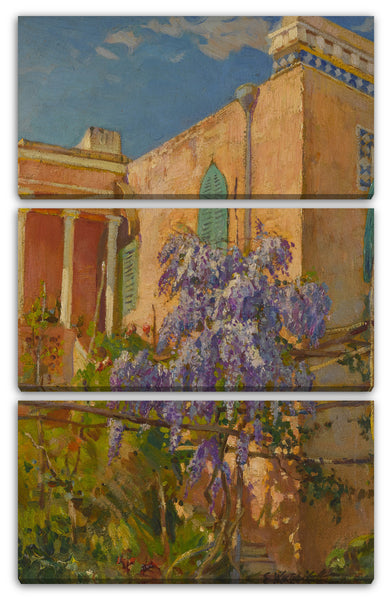 Leinwandbild Constantin Alexandrowitsch Westchiloff - Ein Haus mit blühenden Bäumen entlang der Amalfiküste von Italien