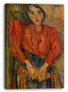 Top-Angebot Kunstdruck Chaim Soutine - Frau in roter Bluse Leinwand auf Keilrahmen gespannt