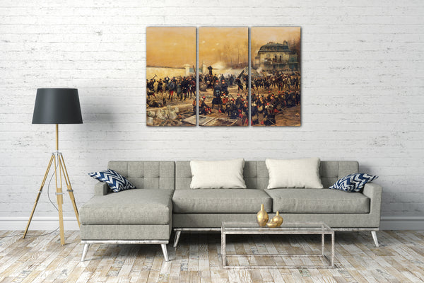 Top-Angebot Kunstdruck Édouard Detaille - Die Verteidigung von Champigny Leinwand auf Keilrahmen gespannt