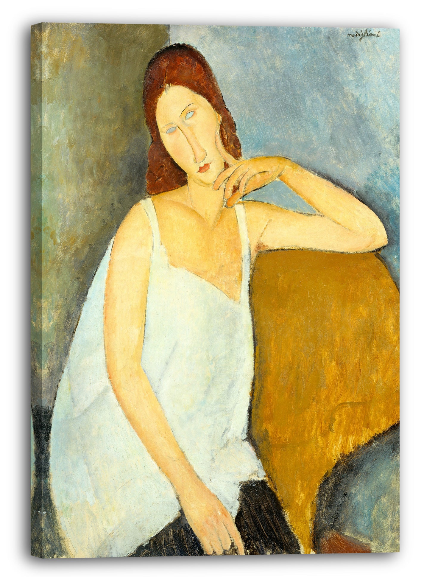 Top-Angebot Kunstdruck Amedeo Modigliani - Jeanne Hébuterne (1898-1920) Leinwand auf Keilrahmen gespannt