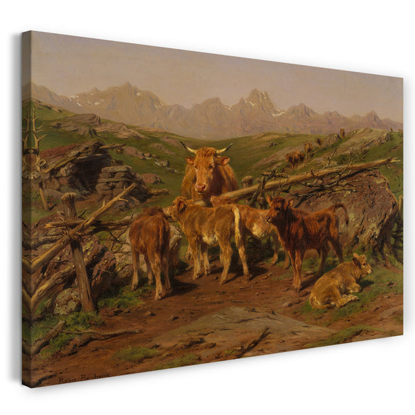 Top-Angebot Kunstdruck Rosa Bonheur - Entwöhnung der Kälber Leinwand auf Keilrahmen gespannt