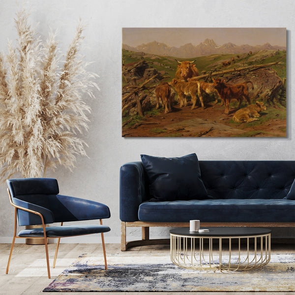 Top-Angebot Kunstdruck Rosa Bonheur - Entwöhnung der Kälber Leinwand auf Keilrahmen gespannt