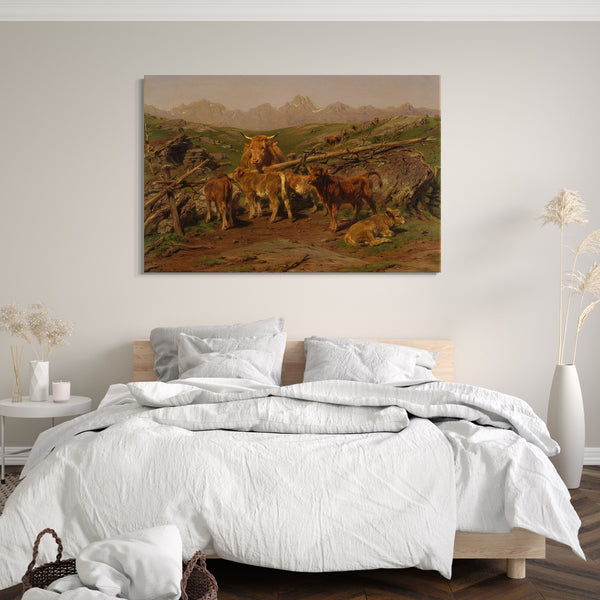 Top-Angebot Kunstdruck Rosa Bonheur - Entwöhnung der Kälber Leinwand auf Keilrahmen gespannt