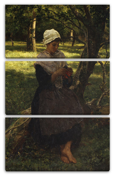 Leinwandbild Jules Breton - Ein Bauern-Mädchen strickt