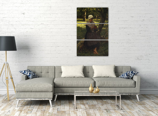 Top-Angebot Kunstdruck Jules Breton - Ein Bauern-Mädchen strickt Leinwand auf Keilrahmen gespannt