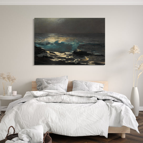 Top-Angebot Kunstdruck Winslow Homer - Mondschein, Wood Island Light Leinwand auf Keilrahmen gespannt