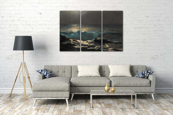 Top-Angebot Kunstdruck Winslow Homer - Mondschein, Wood Island Light Leinwand auf Keilrahmen gespannt