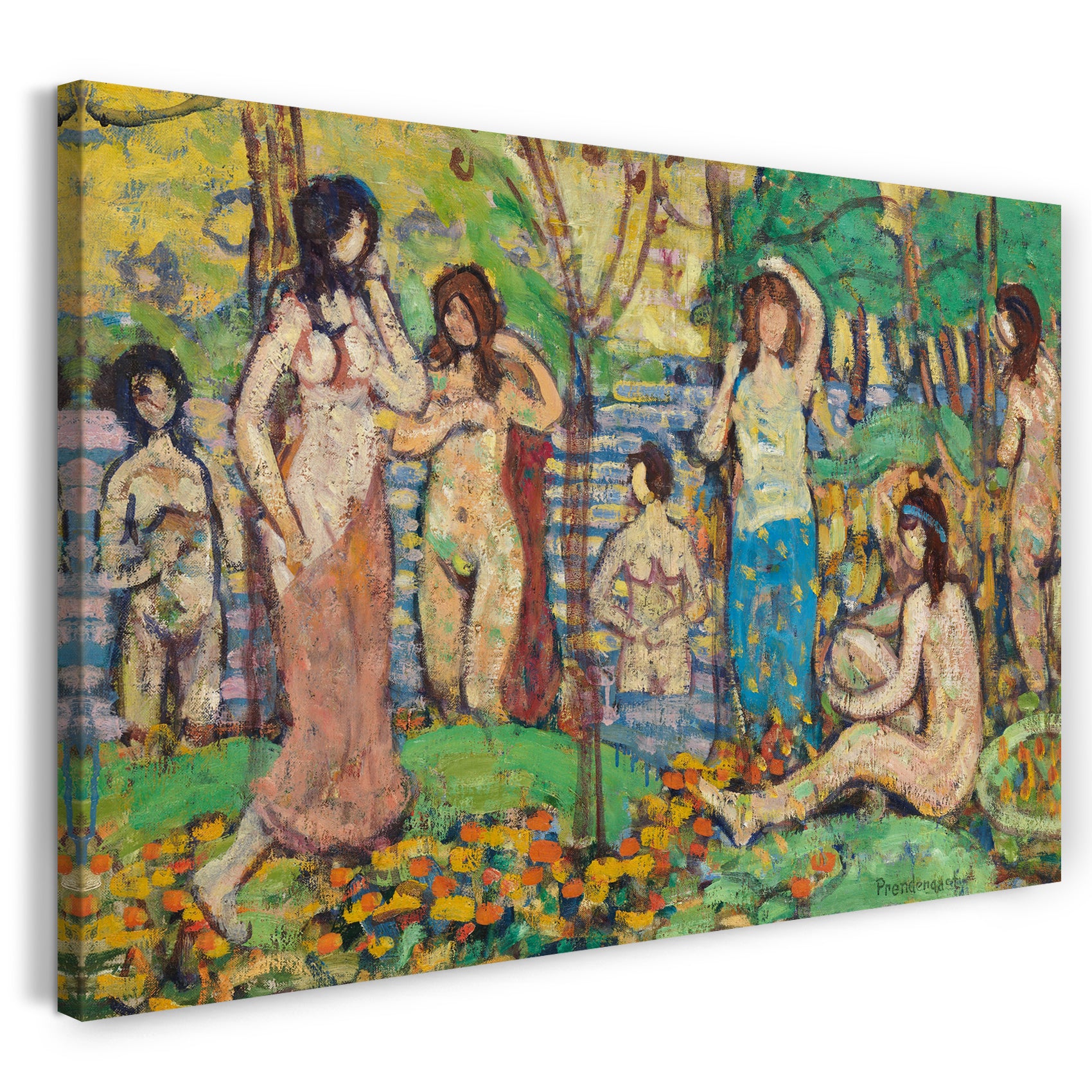 Top-Angebot Kunstdruck Maurice Brazil Prendergast - Strand Nr. 3 Leinwand auf Keilrahmen gespannt